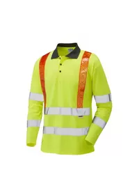 Traffic Management Hi Vis Long Sleeve Poloshirt With Orange Braces