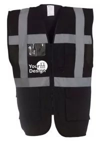 Personalised Black Hi Vis Vest With Pockets HVW801