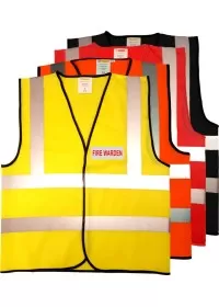 Hi Vis Vest With Red And Silver Fire Warden Print