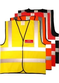 Hi Vis Vest With Red And Silver Fire Marshal Print