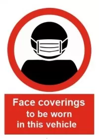 Face Coverings to be worn in this vehicle sign