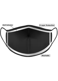Hi Vis Black Custom Printed Face Mask With Reflective Edge