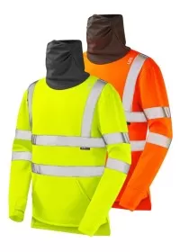 Leo SS06 Hi Vis Sweatshirt with built in Face Covering Snood