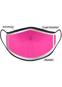 Hi Vis Pink Custom Printed Face Mask With Reflective Edge