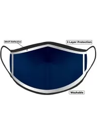 Navy Hi Vis Face Mask with Reflective Edge 3 layer
