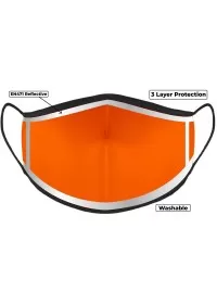 Hi Vis Orange Custom Printed Face Mask With Reflective Edge
