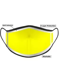 Yellow Hi Vis Face Mask with Reflective Edge