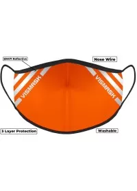 Orange Hi Vis Face Mask with Reflective Stripes 3 layer