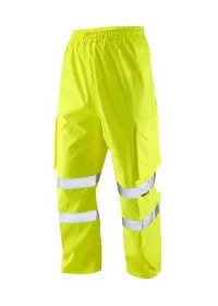 Yellow Hi Vis Waterproof Overtrousers with pockets Leo L01