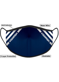 Hi Vis Navy Custom Printed Face Mask With Reflective Strips
