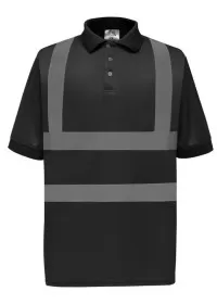 Black Polo Shirt with Hi Vis Stripes Yoko HVJ210