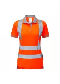 Ladies Orange Hi Vis Short Sleeve Polo Pulsar PR701