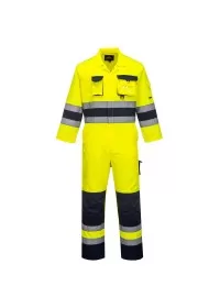 Portwest Hi-Vis Coverall Yellow/Navy - TX55 FRONT