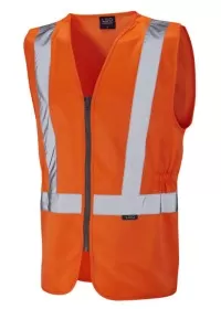 Orange Studded Pull Apart Hi Vis Vest With Zip Front Leo W16