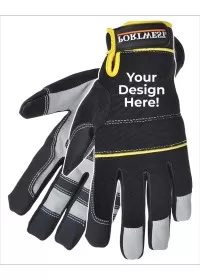 Personalised A710 Superior Portwest Yellow Hi Vis Glove Designer Image.