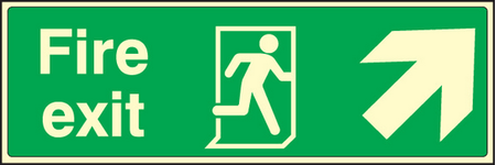 Fire exit up and right sign
