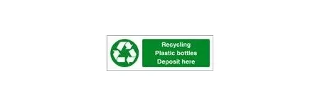 Recycling glass plastic bottles sign