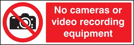 No cameras or video recording equipmentment sign