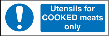 Utensils for cooked meat only sign