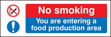 No smoking food production area sign