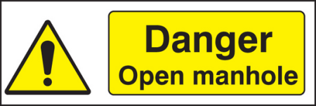 Danger open manhole sign
