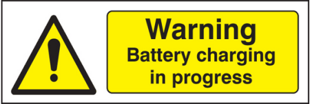Warning battery charging in progress sign