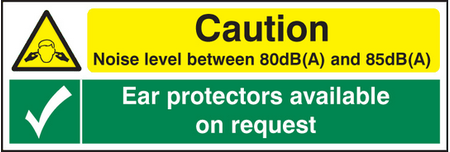 Noise level 80dB & 85DB ear protection sign