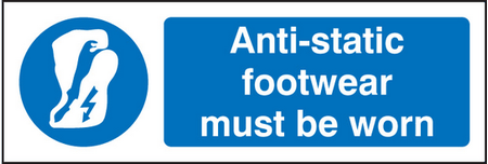 Anti static footwear must be worn sign