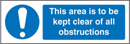 This area to be kept clear obstructions sign