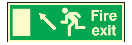 Fire exit up and left sign