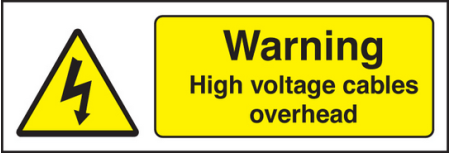 Warning high voltage cables overhead sign