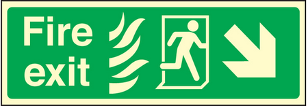 Fire exit arrow down right HTM sign
