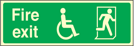 Disabled final fire exit sign