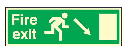 Fire exit down and right sign