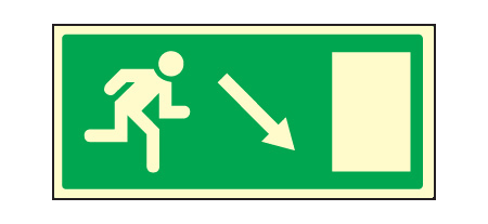 Fire exit down and right sign