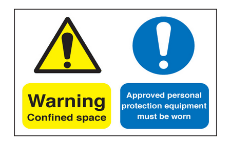 Warning confined space/ PPE must be worn sign