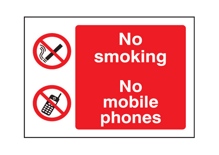 No smoking or mobile phones sign