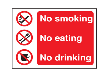 No smoking drinking eating sign