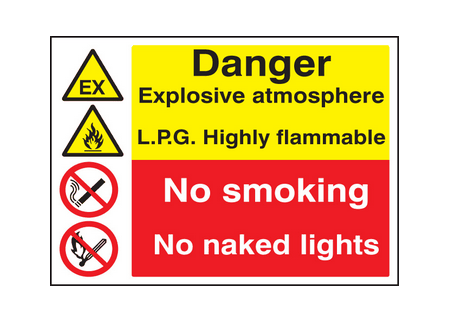 Explosive atmosphere log highly Flammable sign