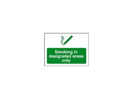 No Smoking in designated area sign