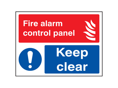 Fire alarm control panel keep clear sign