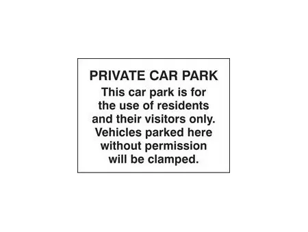Private car park/residents/visitors only sign