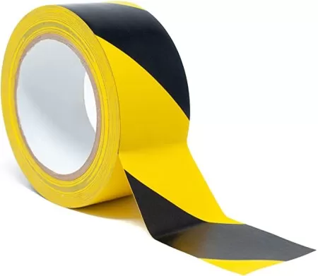 Black and yellow hazard floor marking tape