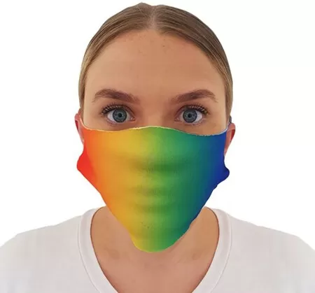 Face mask covering with rainbow pattern