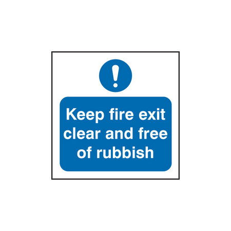 Keep fire exit clear and free of rubbish sign