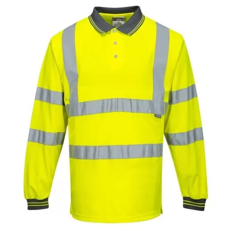 Portwest S277 Long Sleeve Hi-Vis Polo Shirt Yellow