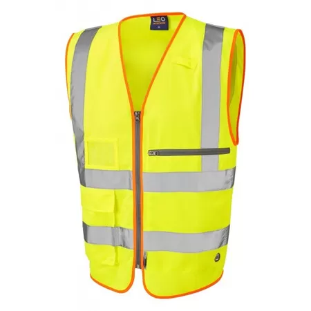 Leo W24 Superior Hi Vis Vest With Tablet Pocket Yellow