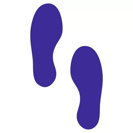 Blue Footprint Social Distancing Floor Stickers (pair)