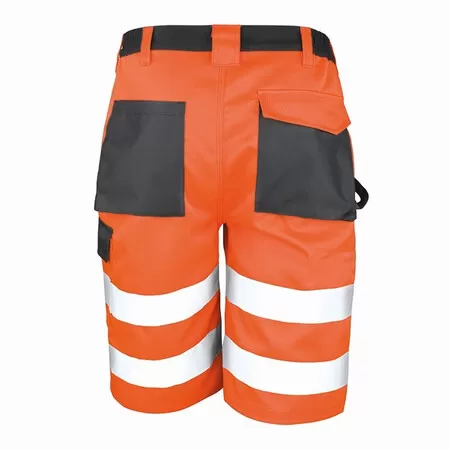 Orange Hi Vis Safety Cargo Shorts Result Rear