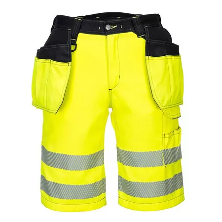 PW343 Work Shorts Hi Vis Yellow Front